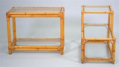 TWO MID-CENTURY RATTAN SIDE TA