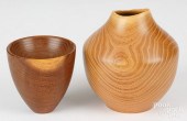 TWO MID-CENTURY TURNED WOOD TR