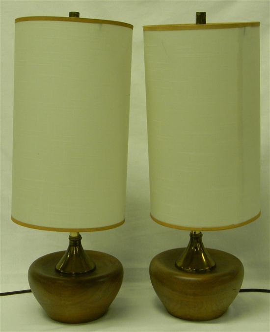 Two Mid-Century wood and brass