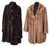 TWO MID LENGTH BROWN MINK COAT