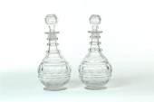 TWO MIDWESTERN CUT GLASS DECAN