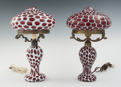 Two Millefiori Art Glass Lamps Each