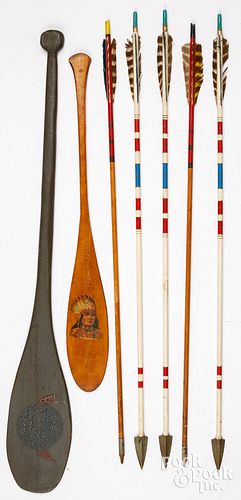 TWO MINIATURE CANOE PADDLES &AMP;