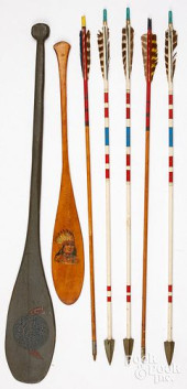 TWO MINIATURE CANOE PADDLES &A