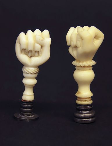 TWO MINIATURE CARVED ANTIQUE