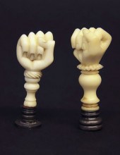 TWO MINIATURE CARVED ANTIQUE W