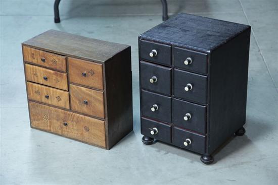 TWO MINIATURE CHEST OF DRAWERS.