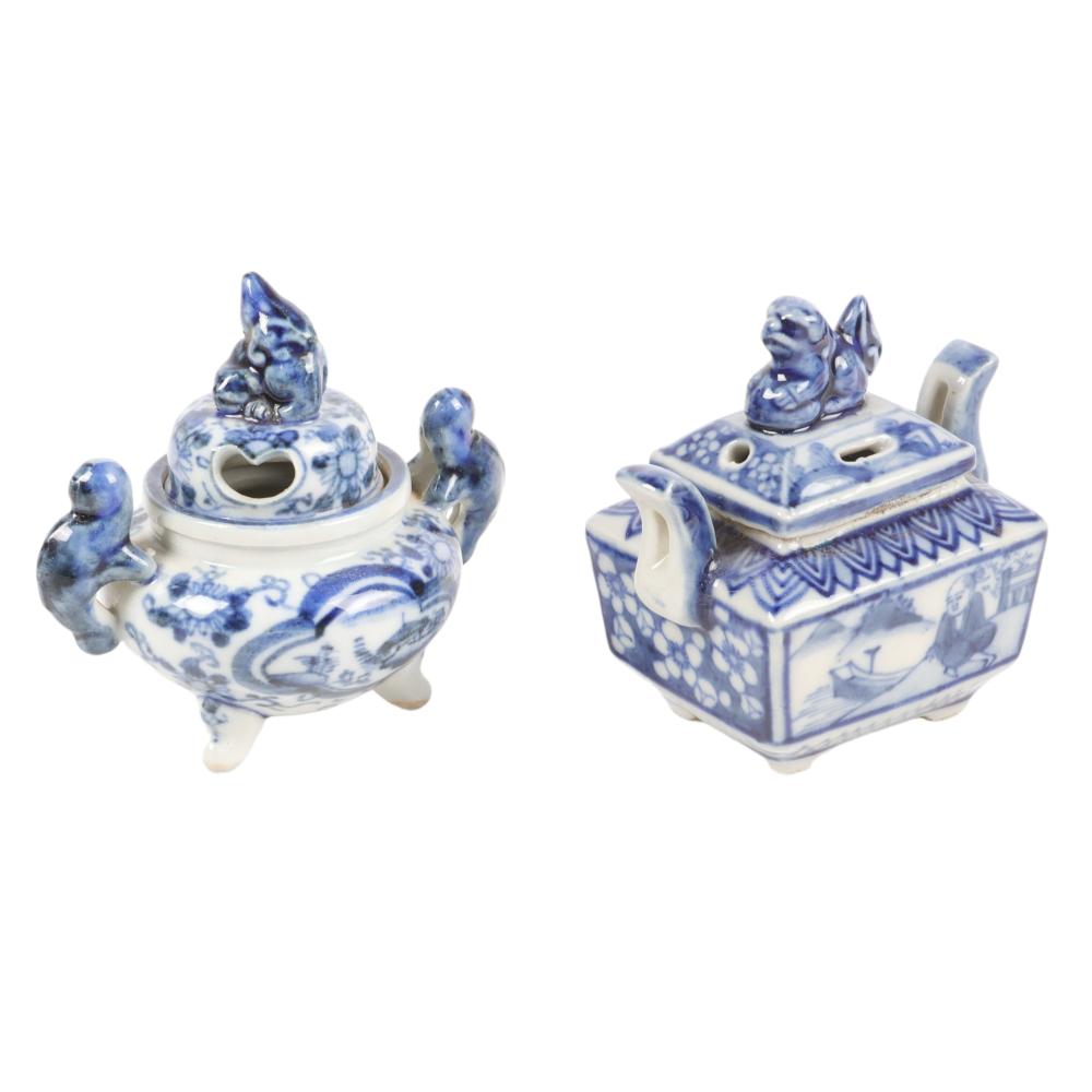 TWO MINIATURE CHINESE BLUE AND