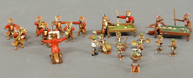 Two miniature cold painted bronze