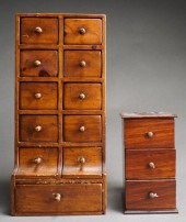TWO MINIATURE MAHOGANY CHESTS