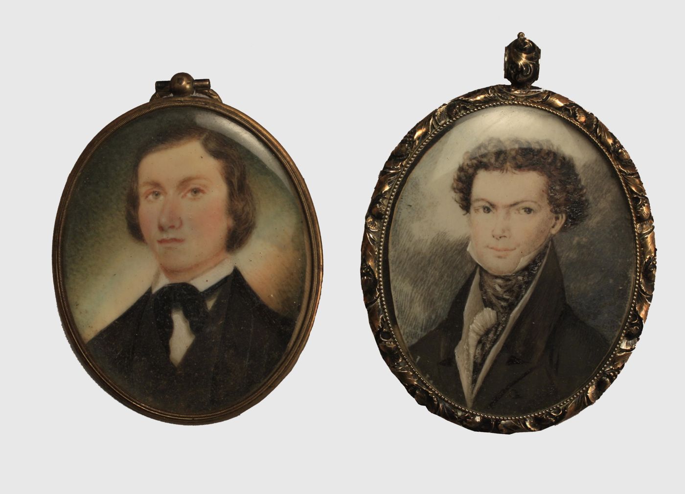 TWO MINIATURE OVAL PORTRAITS ON