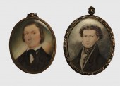 TWO MINIATURE OVAL PORTRAITS O