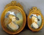 Two miniature oval portraits o