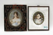 TWO MINIATURE OVAL PORTRAITSTW