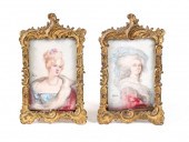 TWO MINIATURE PAINTED FRAMED P