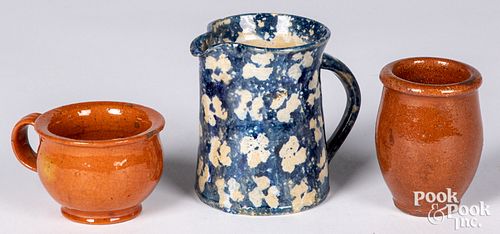 TWO MINIATURE PIECES OF REDWARE,