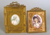 Two miniature portraits in gil