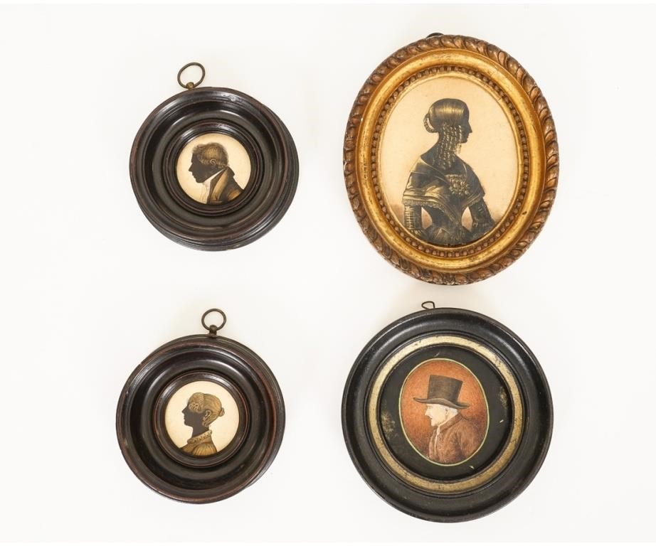 Two miniature silhouettes of a