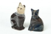 TWO MINIATURE STONEWARE FIGURI
