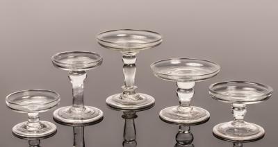 Two miniature tazzas on knopped