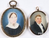 TWO MINIATURE WATERCOLOR PORTR