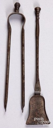 TWO MINIATURE WROUGHT IRON FIR