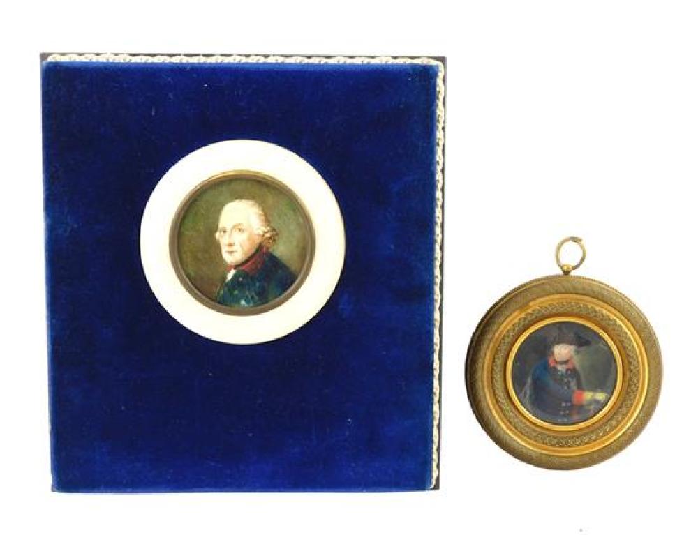 TWO MINIATURES PORTRAITS OF
