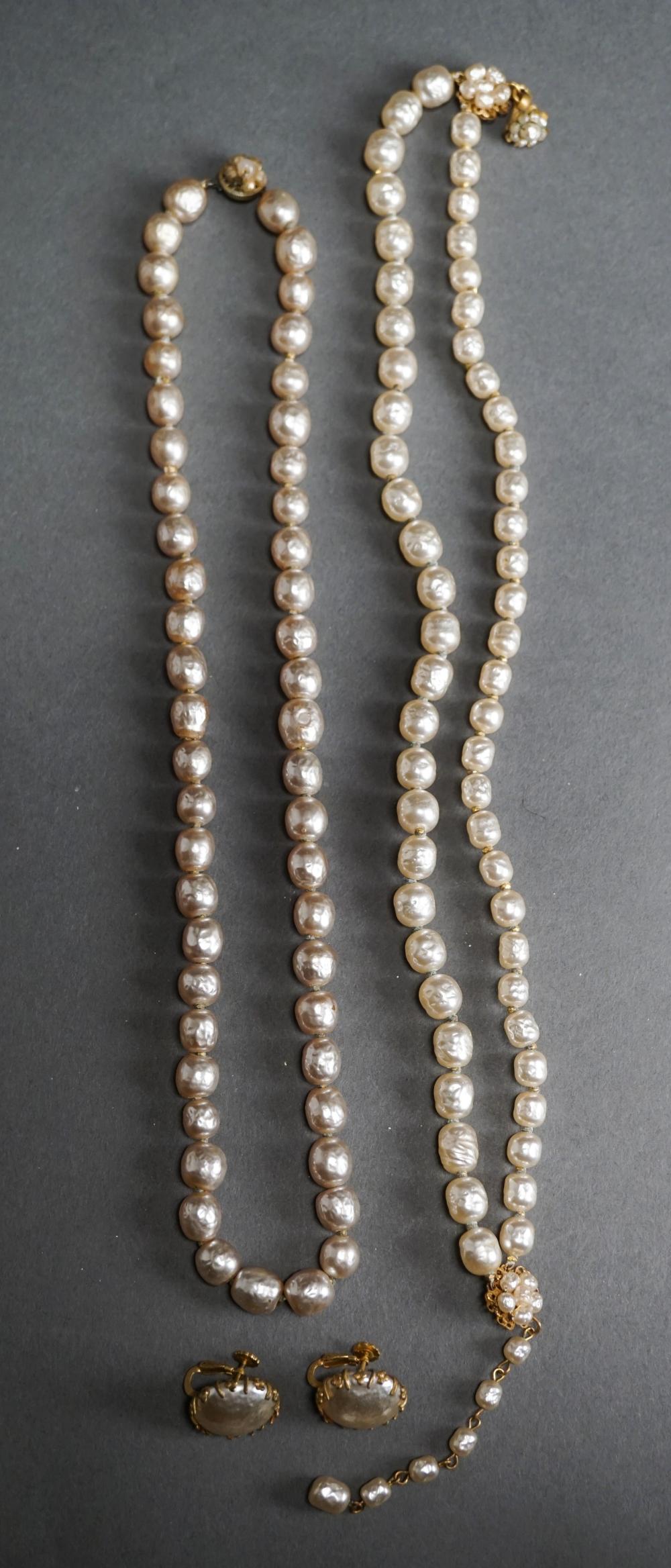 TWO MIRIAM HASKEL FAUX PEARL