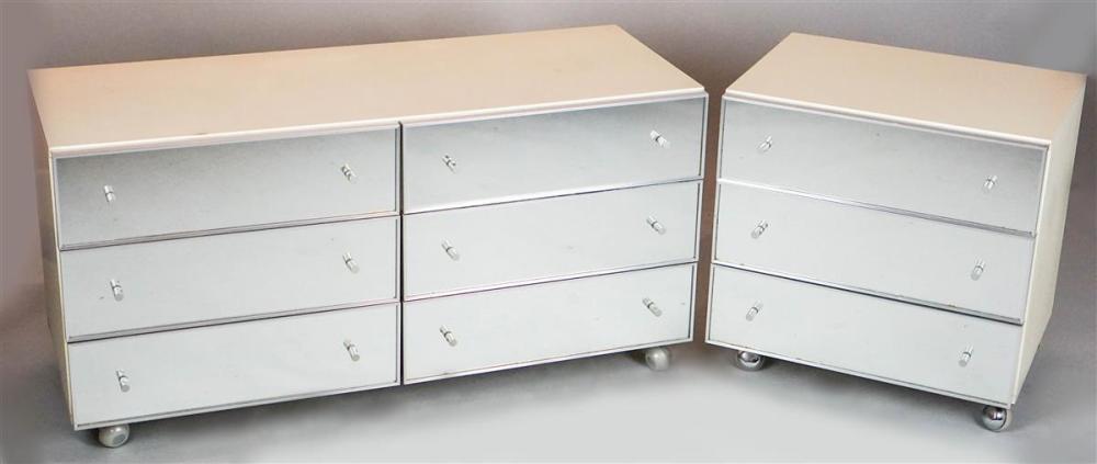TWO MIRROR FRONTED CHESTS OF