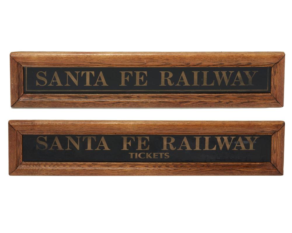 TWO MIRRORED GLASS SANTA FE RAILWAY
