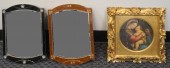 TWO MIRRORS AND A FRAMED PRINT
