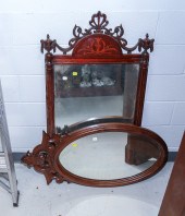 TWO MIRRORS IN MAHOGANY & WALN