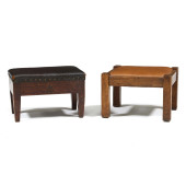 TWO MISSION OAK AND LEATHER ST