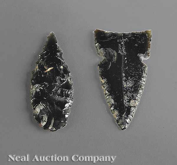 Two Mixtec Obsidian Arrowheads c.