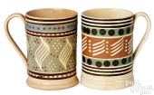 TWO MOCHA MUGS, 19TH C.<br>Two