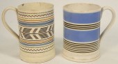 TWO MOCHA MUGS, EACH WITH ENGI
