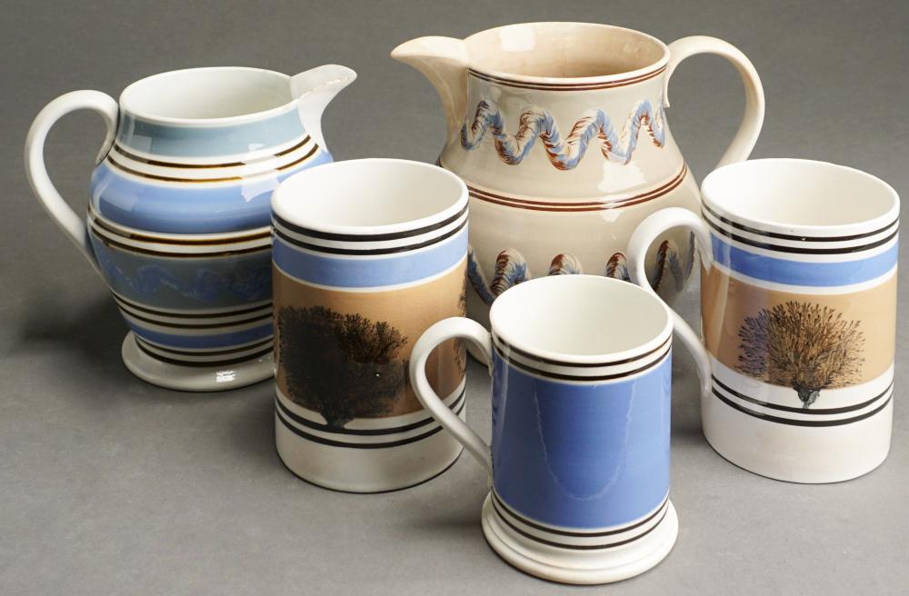 TWO MOCHAWARE PITCHERS AND THREE