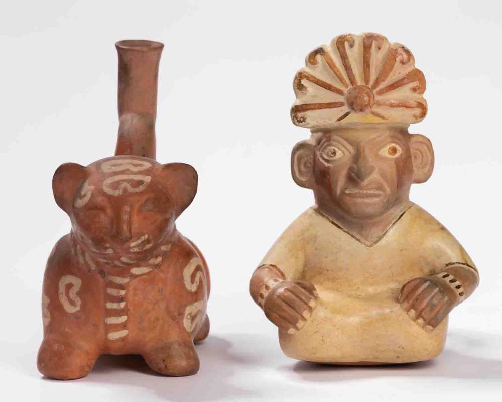 TWO MOCHE FIGURAL VESSELSTwo