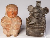 TWO MOCHE/CHIMU POTTERY FIGURA