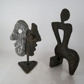 TWO MODERN ABSTRACT BRONZE SCU
