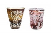 TWO MODERN ART GLASS VASESTwo