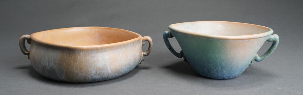 TWO MODERN ART POTTERY TWO HANDLE
