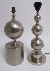 TWO MODERN BALL FORM BRUSHED M