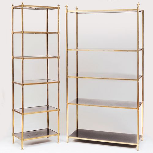 TWO MODERN BRASS AND EBONIZED