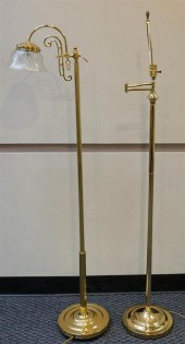 TWO MODERN BRASS TONE FLOOR LA