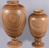 TWO MODERN BURLED ASH TURNED W