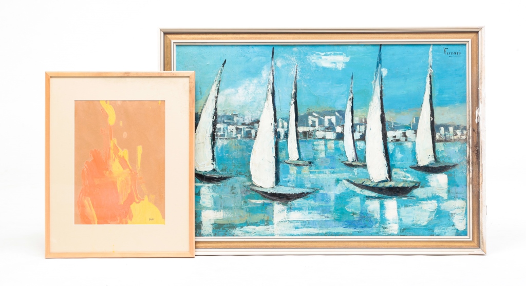 TWO MODERN FRAMED ARTWORKS.