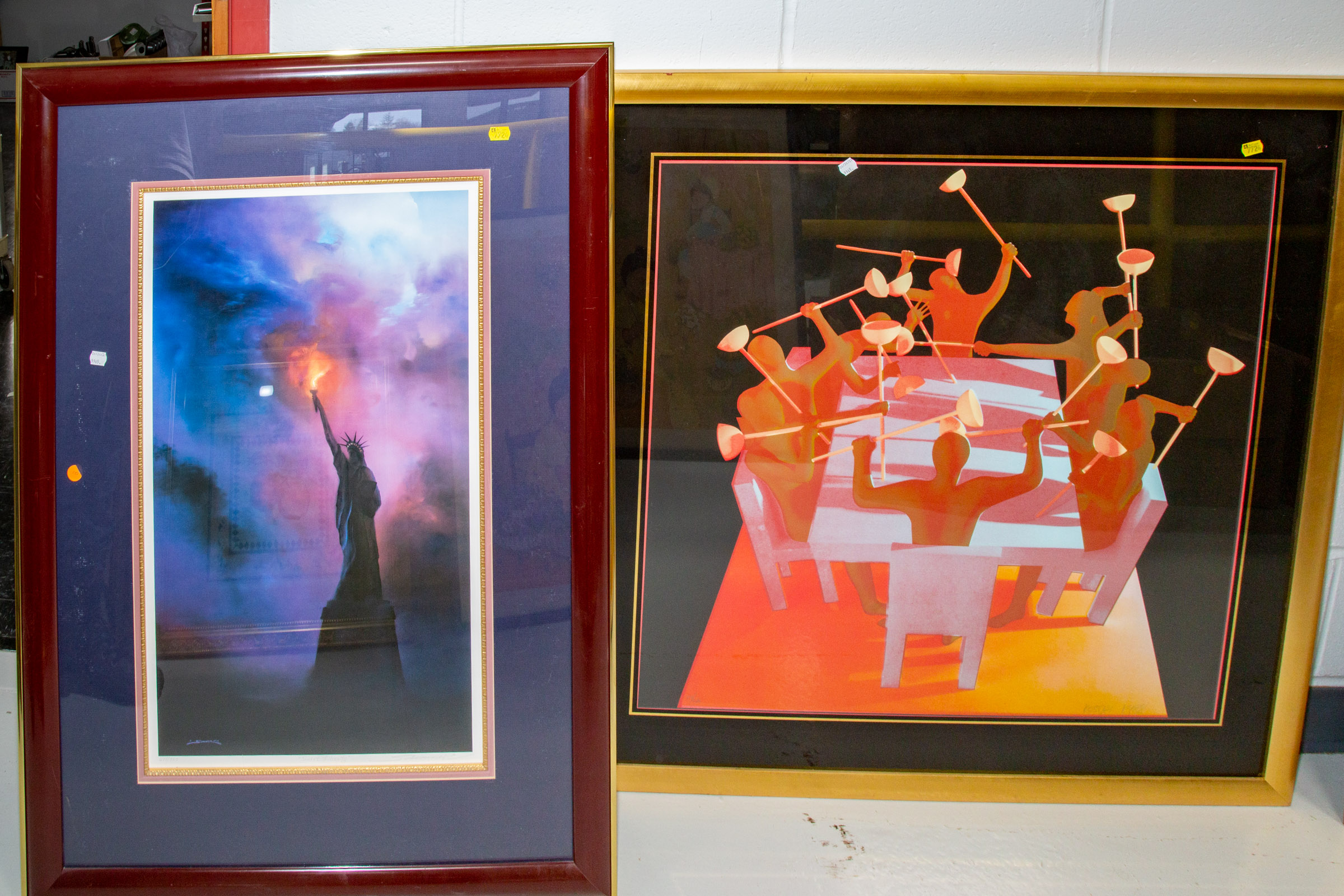 TWO MODERN FRAMED PRINTS Both
