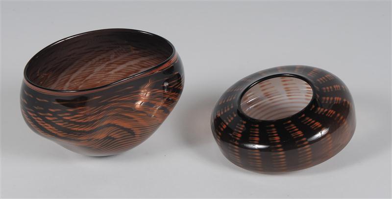 TWO MODERN GLASS SCULPTURES