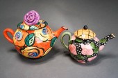 TWO MODERN GLAZED CERAMIC TEAP